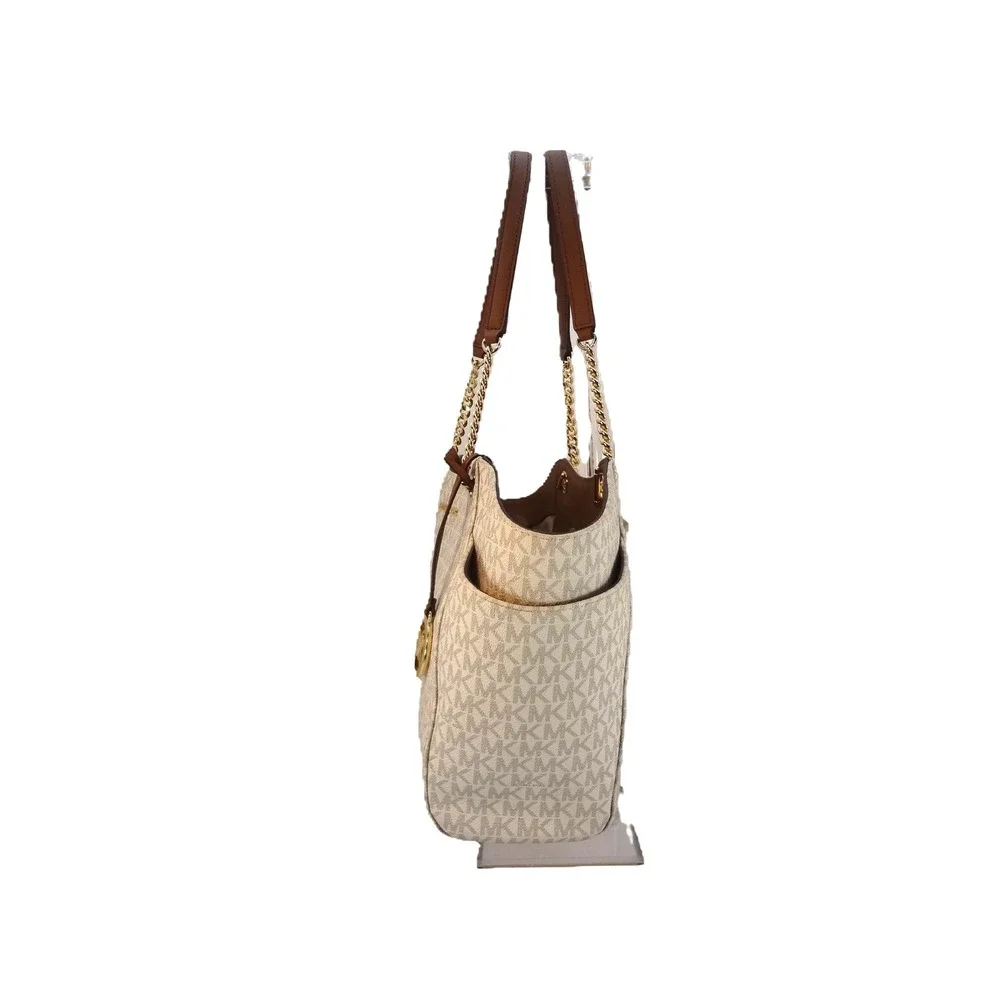 Michael Kors Jet Set Large Chain Shoulder‎ Tote Bag Vanilla Logo COA